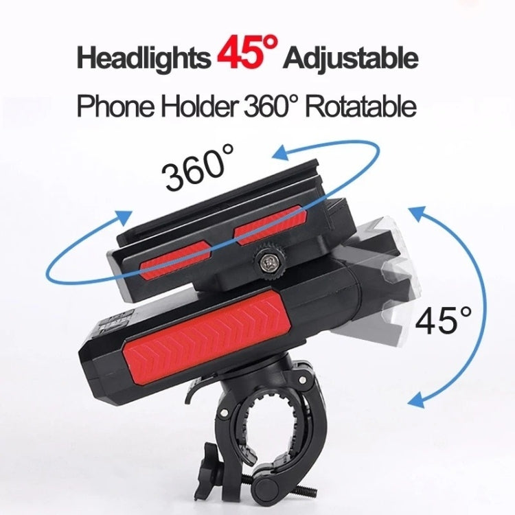 MT-001 5 in 1 Outdoor Cycling Bike Front Light With Emergency Light & Horn Bracket, 4000 mAh (Blue Black)