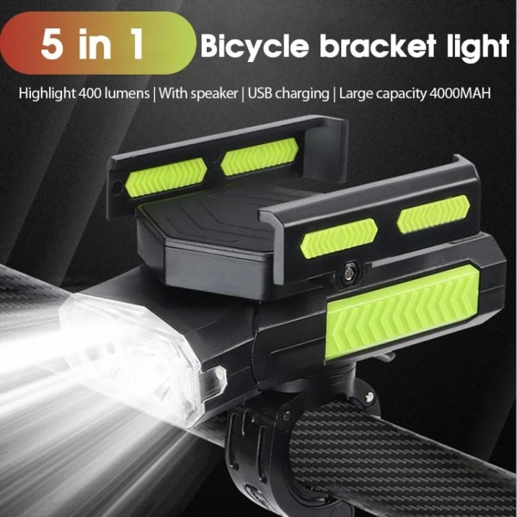 MT-001 5 in 1 Outdoor Cycling Bike Front Light With Emergency Light & Horn Bracket, 2000 mAh (Black)