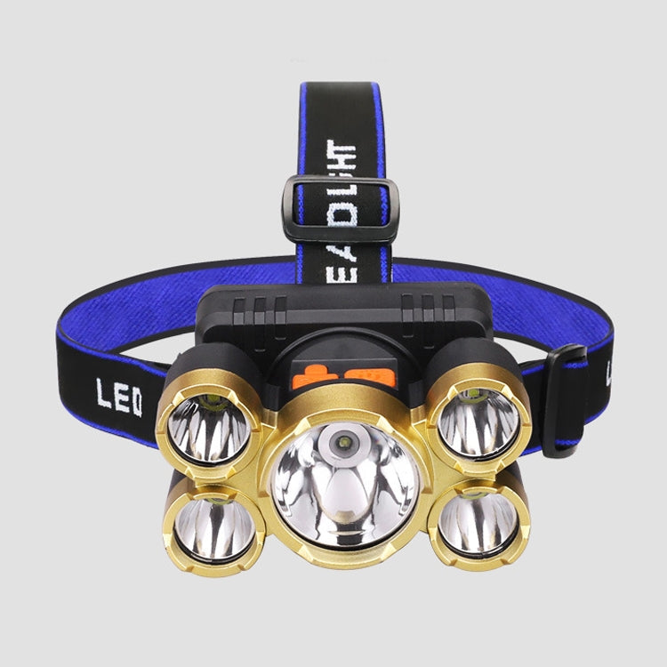 Large-Caliber Rechargeable LED Emergency Fishing Headlamp Strong Long-Shot Headlamp Head-Mounted Safety Miner Lamp(Plastic 5 LED  Headlamp)