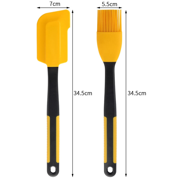 2 in 1 Baked Scraper High Temperature Resistance Silicone Butter Blade Cake Cream Smear Brush Set