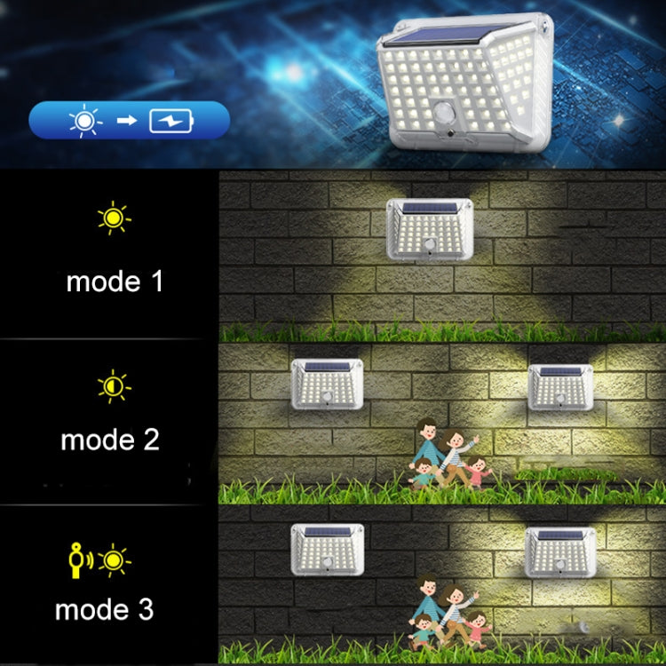 66 COB Solar Wall Light Garden Four-Sided Luminous Solar Light Human Body Induction Waterproof Outdoor Light