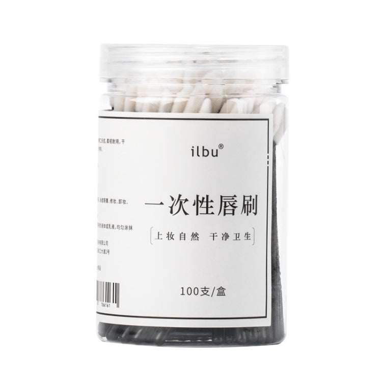 Ilbu 2 Packs Disposable Portable Lip Brush Stick Beginner Lipstick Glaze Lip Liner Stick, Specification: 100PCS/Packs(Black)