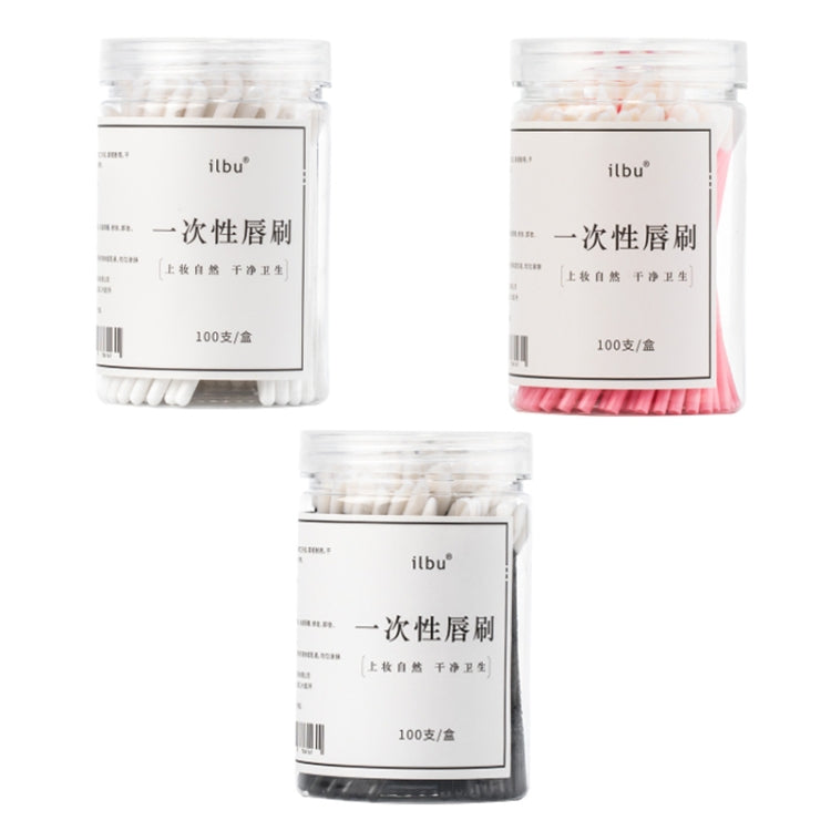 Ilbu 2 Packs Disposable Portable Lip Brush Stick Beginner Lipstick Glaze Lip Liner Stick, Specification: 100PCS/Packs(Black)