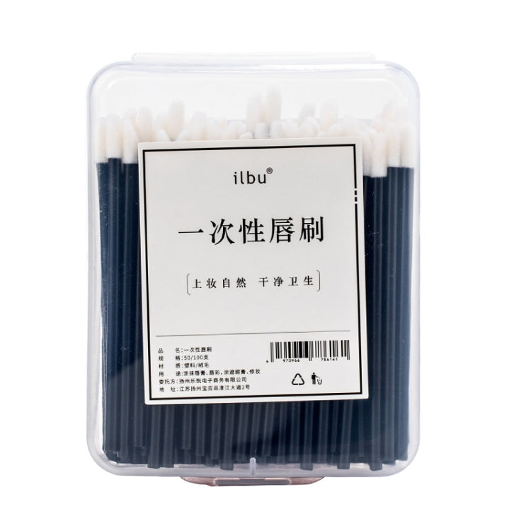 Ilbu 2 Packs Disposable Portable Lip Brush Stick Beginner Lipstick Glaze Lip Liner Stick, Specification: 50PCS/Packs(Black)