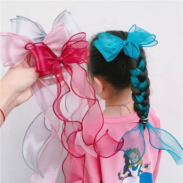 10 PCS Girls Long Ribbon Bow Hairpin Princess Braided Hair Headdress