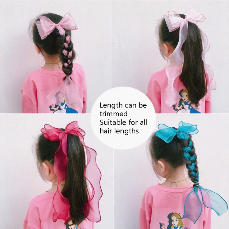 10 PCS Girls Long Ribbon Bow Hairpin Princess Braided Hair Headdress