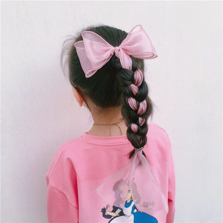 10 PCS Girls Long Ribbon Bow Hairpin Princess Braided Hair Headdress