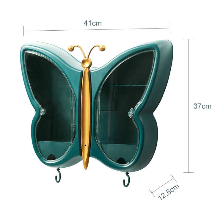 Butterfly Shape Cosmetic Storage Box Wall Hanging Dust-Proof Bathroom Rack