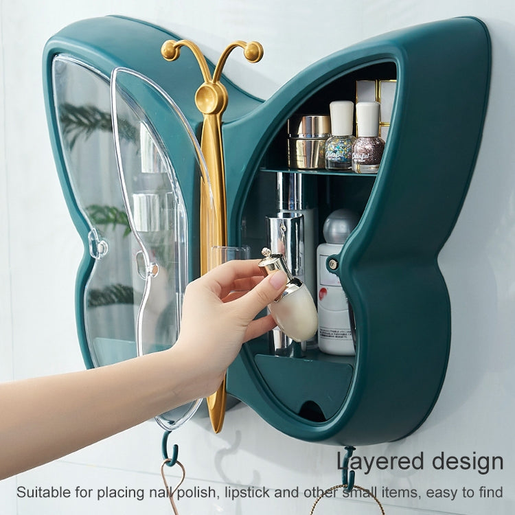 Butterfly Shape Cosmetic Storage Box Wall Hanging Dust-Proof Bathroom Rack