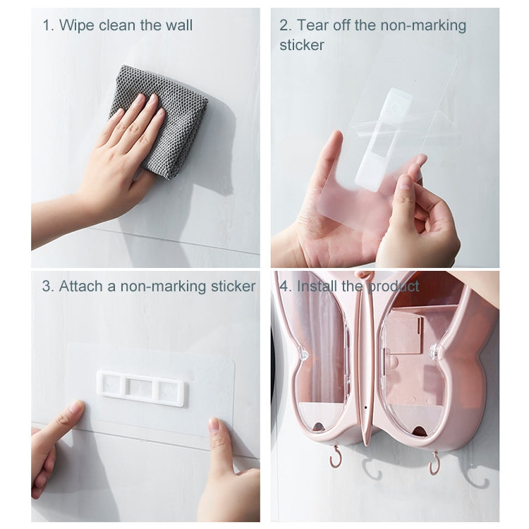 Butterfly Shape Cosmetic Storage Box Wall Hanging Dust-Proof Bathroom Rack