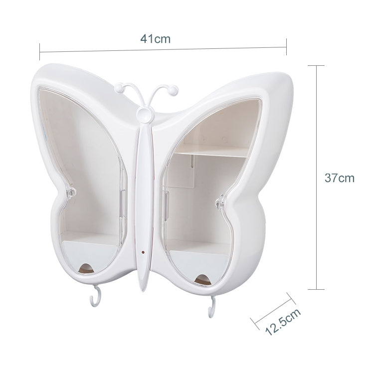 Butterfly Shape Cosmetic Storage Box Wall Hanging Dust-Proof Bathroom Rack