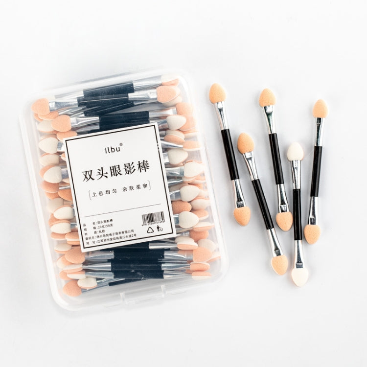3 Packs Double-Head Sponge Portable Boxed Eyeshadow Stick Lazy Beginner Eye Makeup Tool, Specification: 20PCS/Box(Aluminum Stick)