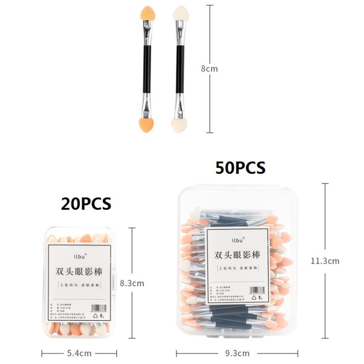 3 Packs Double-Head Sponge Portable Boxed Eyeshadow Stick Lazy Beginner Eye Makeup Tool, Specification: 20PCS/Box(Aluminum Stick)