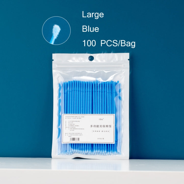 5 PCS Makeup Disposable Nano Cotton Swabs Semi-permanent Tattoo Beauty Cleansing Swabs, Specification: Large Blue/100 PCS/Bag