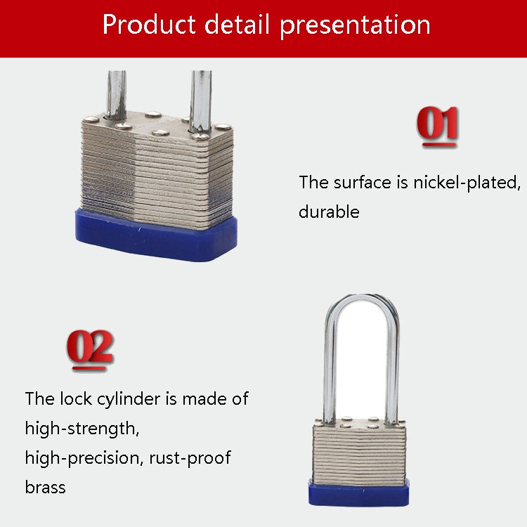 Dust-Proof Waterproof Laminated Padlock Multi-Size Copper Lock Core Padlock Industrial Explosion-Proof Durable Iron Lock, Specification: LP02