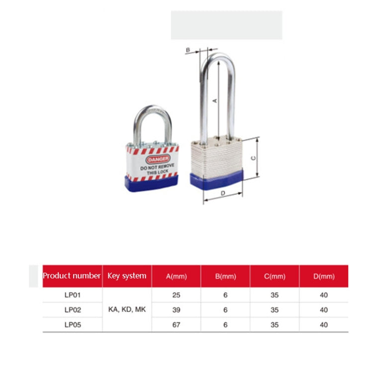 Dust-Proof Waterproof Laminated Padlock Multi-Size Copper Lock Core Padlock Industrial Explosion-Proof Durable Iron Lock, Specification: LP05