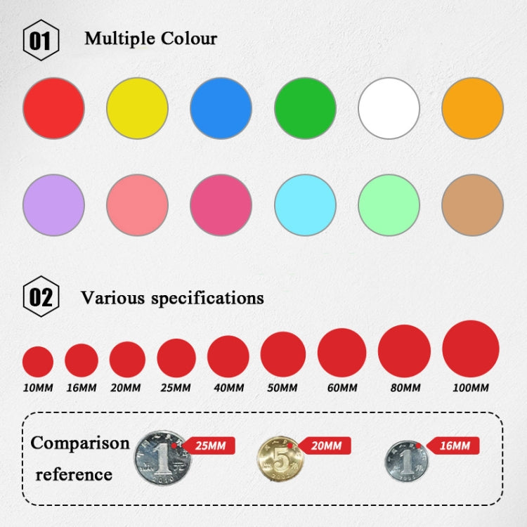 Color High-Viscosity Coated Paper Sticker Round Sticker,Random Color Delivery, Size: Diameter 15mm