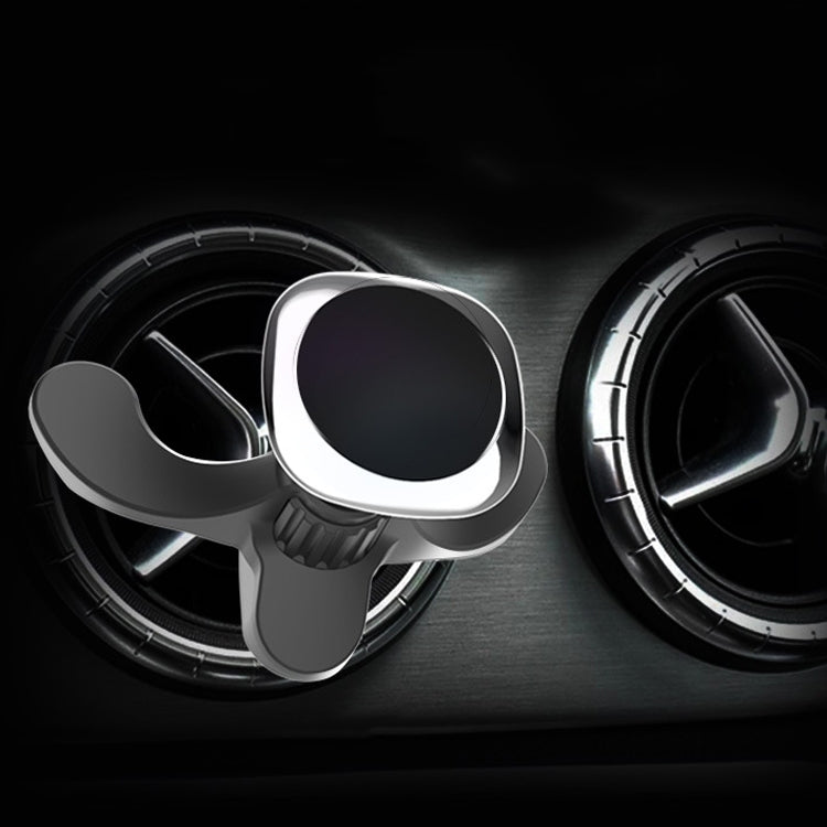 A-008 Magnet Car Mobile Phone Bracket Car Air Outlet Universal Mobile Phone Bracket, Colour: Black Metal Plating