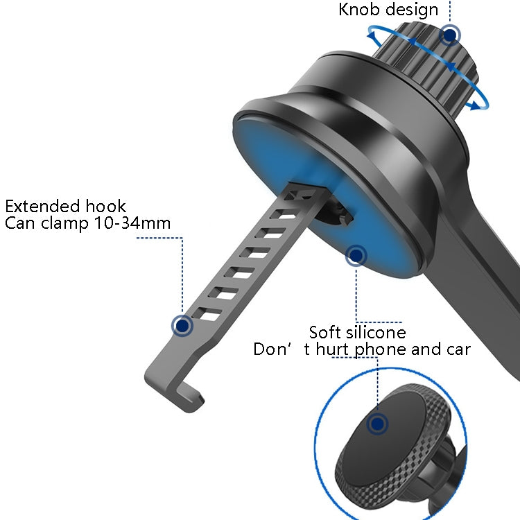 A-010 Car Mobile Phone Bracket Outlet Magnet Universal Extended Bracket, Colour: Black Metal Plating