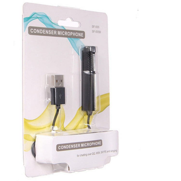 2 PCS SF-555 Computer Recording K Song Microphone Portable Mini USB Microphone, Cable Length: 0.5m(Black)