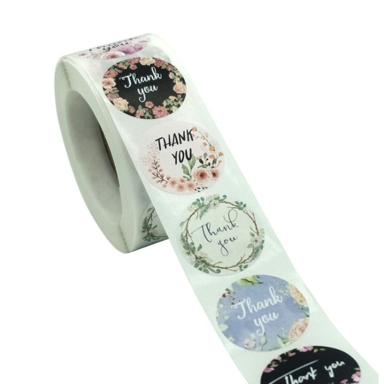 10 Rolls Thank You Floral Sticker Wedding Gift Decoration Sticker, Size: 2.5cm / 1 Inch