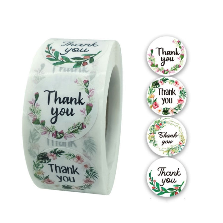 10 Rolls Thank You Floral Sticker Wedding Gift Decoration Sticker, Size: 2.5cm / 1 Inch