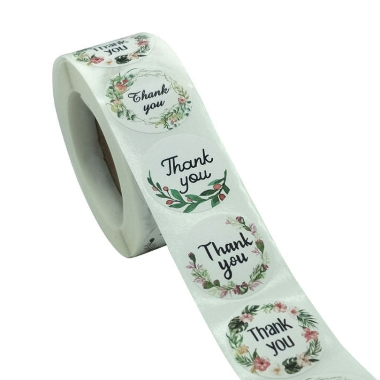 10 Rolls Thank You Floral Sticker Wedding Gift Decoration Sticker, Size: 2.5cm / 1 Inch