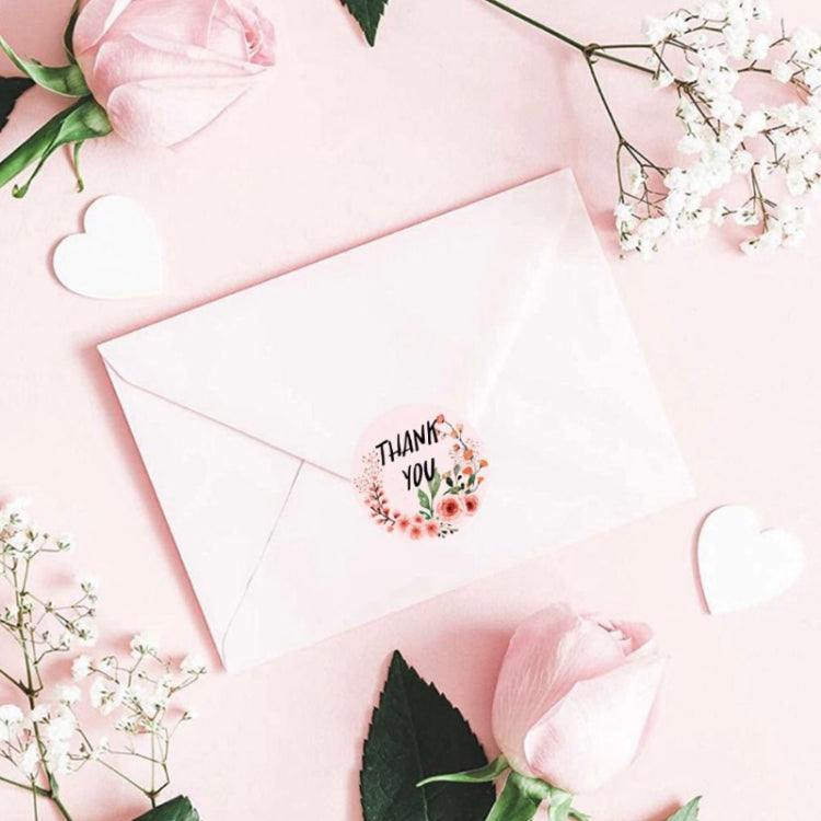 10 Rolls Thank You Floral Sticker Wedding Gift Decoration Sticker, Size: 2.5cm / 1 Inch
