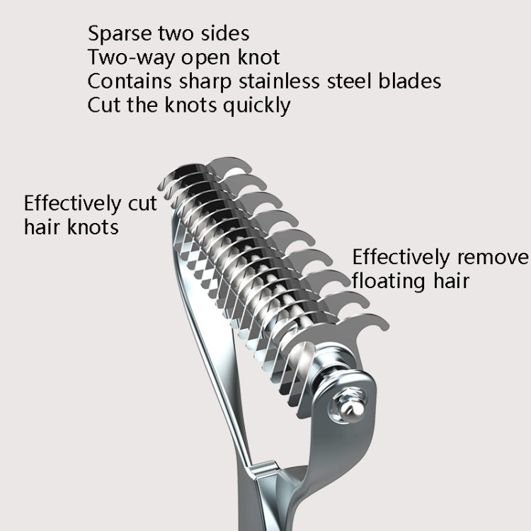 Pet Comb Zinc Alloy Double-Sided Cat Dog Cleaning Beauty Hair Removal Comb, Specification: Silver Large(Ordinary Packaging)