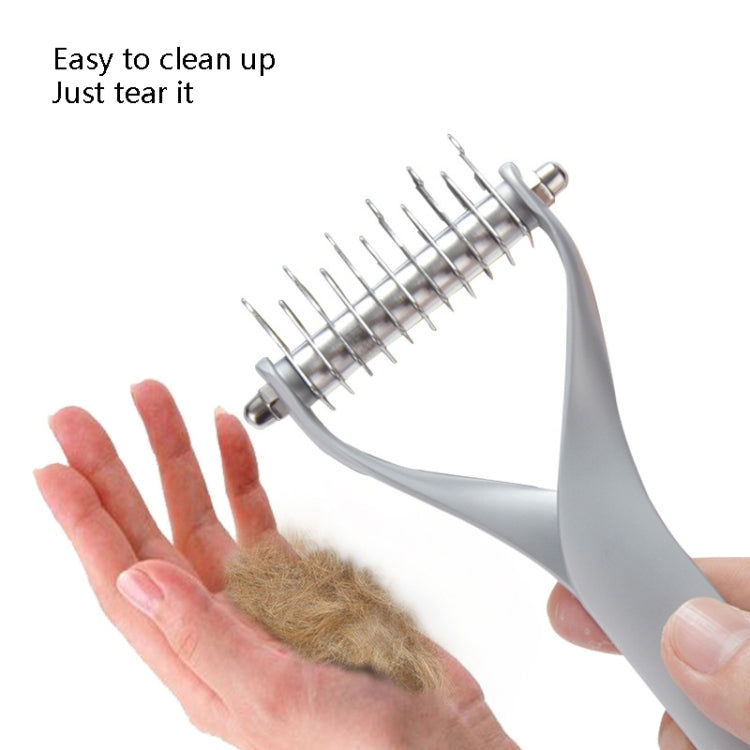 Pet Comb Zinc Alloy Double-Sided Cat Dog Cleaning Beauty Hair Removal Comb, Specification: Silver Large(Ordinary Packaging)