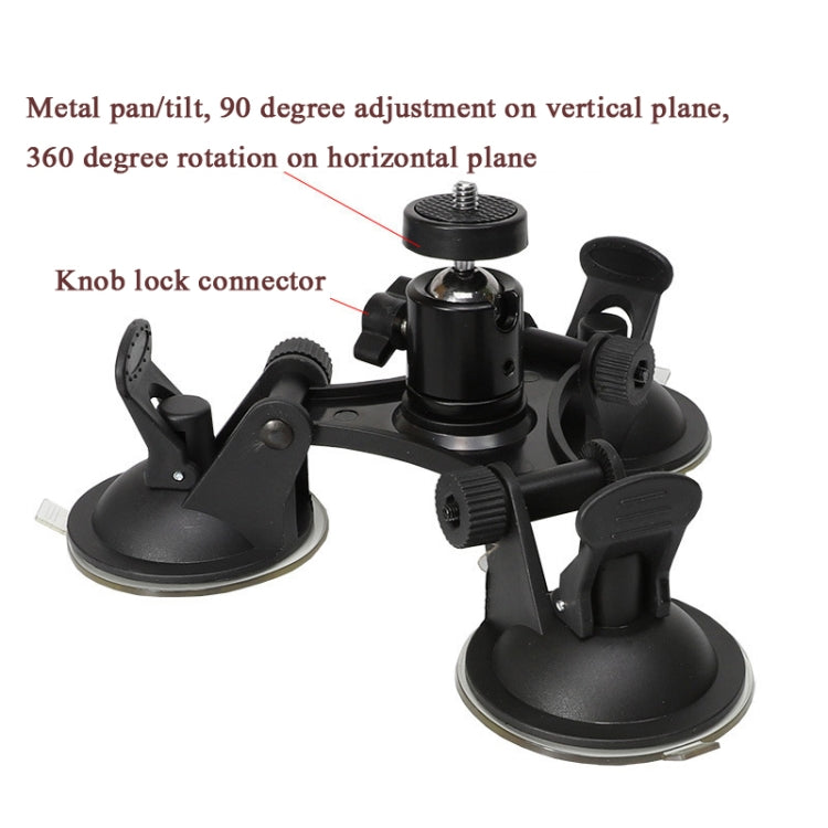For Insta360 One X / One R Triangle Suction Cup Mount Holder with Ball-Head Tripod Adapter(3-Legs Sucker)