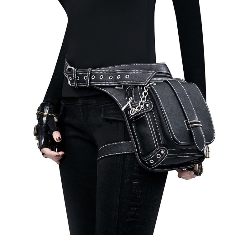 HG051 Steampunk Retro Waist Bag Outdoor One-Shoulder Messenger Bag(Black)