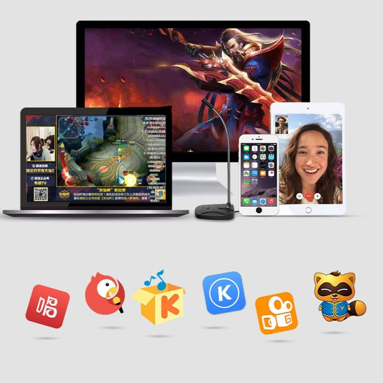 Desktop Computer Game Live Broadcast K Song Conference Condenser Microphone, Colour: M90-Zinc Alloy USB Built-in Sound Card