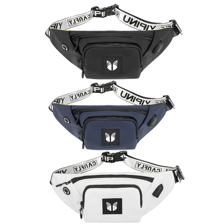 YIPINU YPU-DS Fashion Chest Bag Messenger Bag Waist Bag Waterproof Sports Mobile Phone Bag with External USB Port
