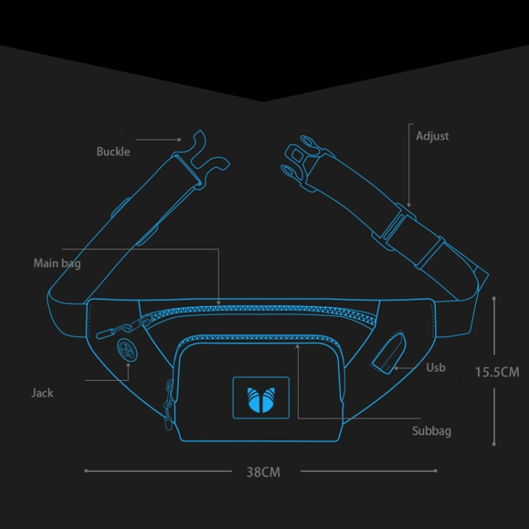 YIPINU YPU-DS Fashion Chest Bag Messenger Bag Waist Bag Waterproof Sports Mobile Phone Bag with External USB Port