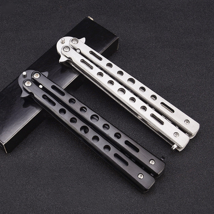 2 PCS Novice Training Maintenance-Free Un-Edged Butterfly Knife, Random Color Delivery