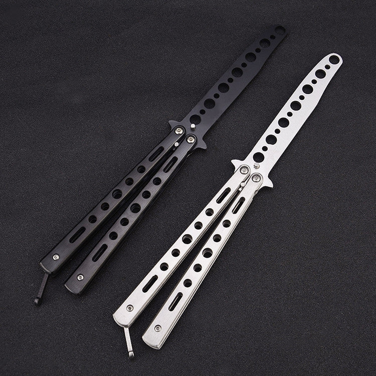 2 PCS Novice Training Maintenance-Free Un-Edged Butterfly Knife, Random Color Delivery
