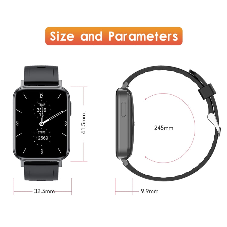 T10 Pro 1.65 Inch Smart Bracelet Heart Rate Blood Pressure Oxygen Body Temperature Monitoring Dial Watch