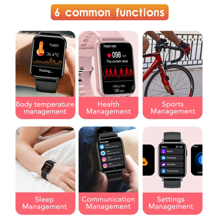 T10 Pro 1.65 Inch Smart Bracelet Heart Rate Blood Pressure Oxygen Body Temperature Monitoring Dial Watch