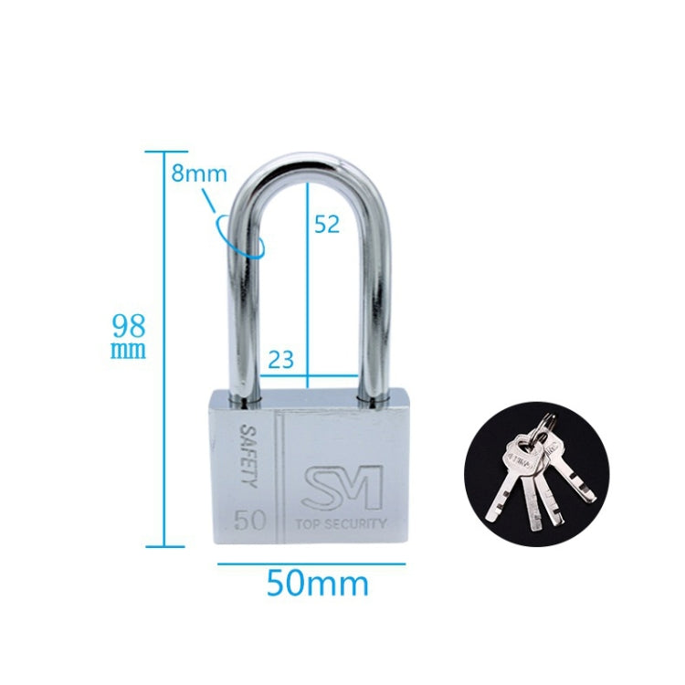 4 PCS Square Blade Imitation Stainless Steel Padlock, Specification: Long 50mm Not Open