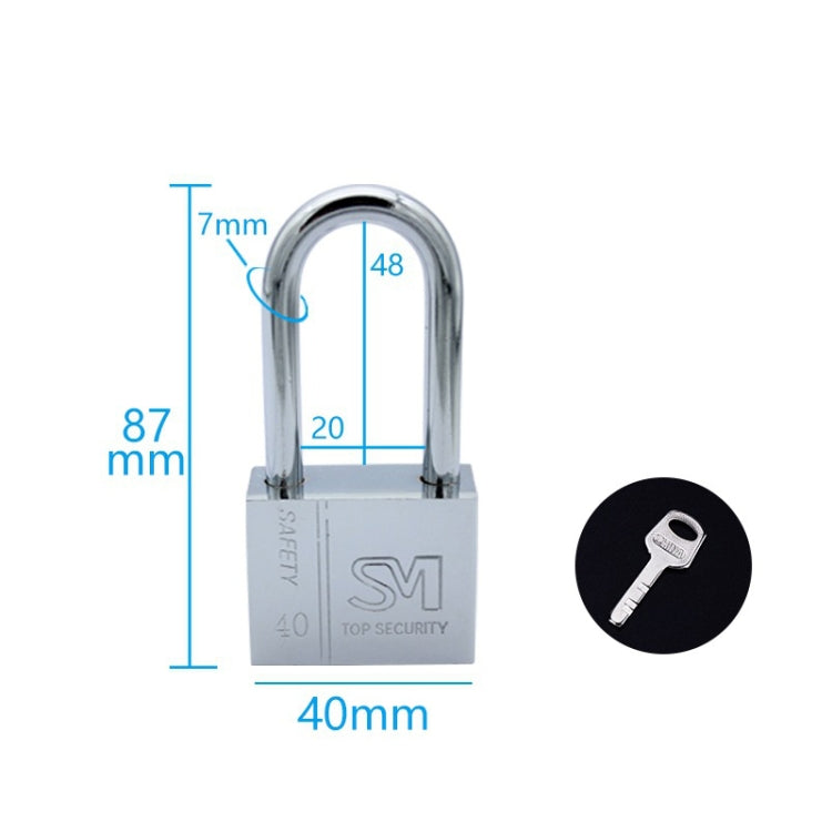 4 PCS Square Blade Imitation Stainless Steel Padlock, Specification: Long 40mm Open