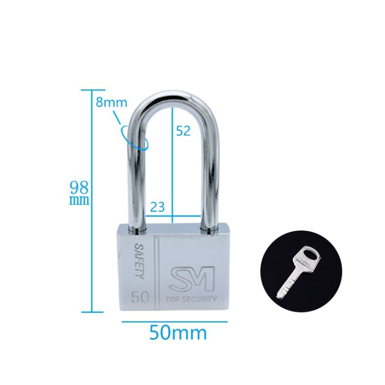 4 PCS Square Blade Imitation Stainless Steel Padlock, Specification: Long 50mm Open