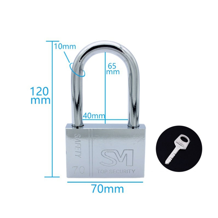 4 PCS Square Blade Imitation Stainless Steel Padlock, Specification: Long 70mm Open