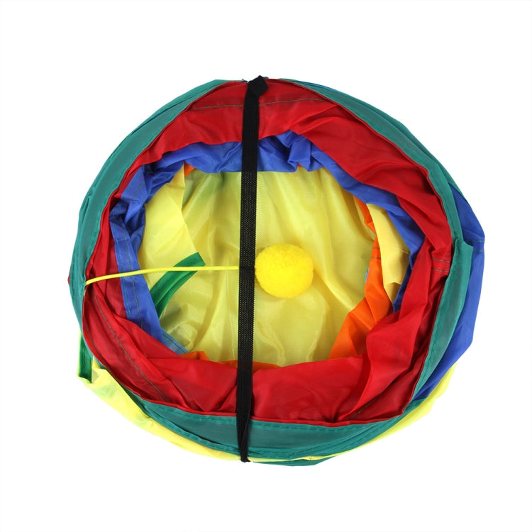 Cat Rainbow Three-Way Tunnel Interactive Cat Toy Foldable Cat Channel(Rainbow)