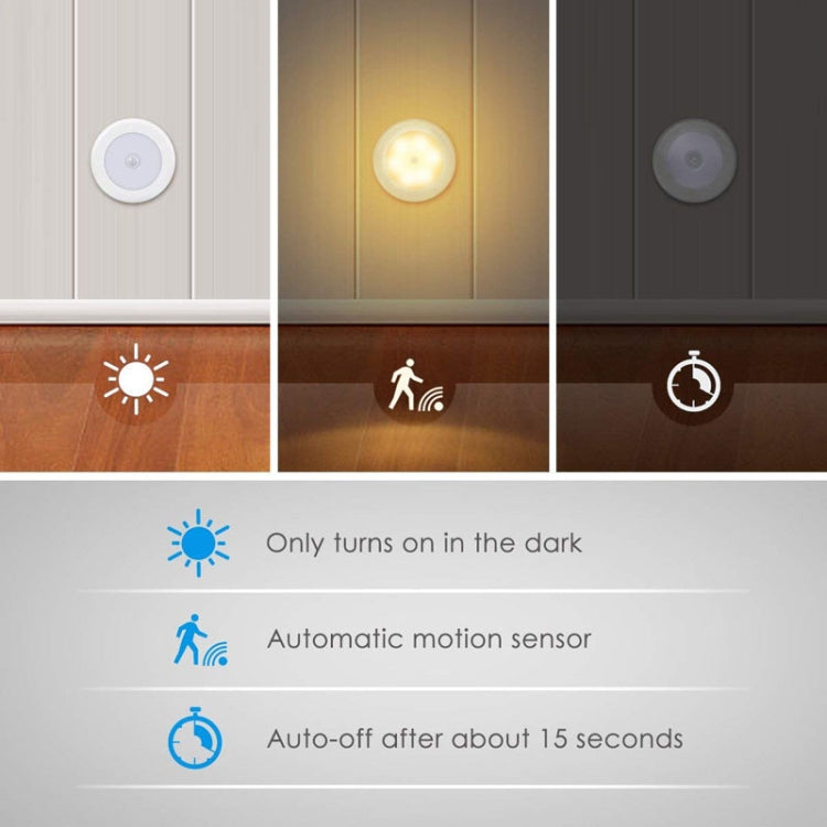 6 LED Home Wardrobe Smart Human Body Sensor Light, Light color: Warm Light (White)