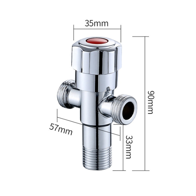 2 PCS Stainless Steel Double Outlet Angle Valve Single Handle Double Control 1 In 2 Out Electroplating Wire Drawing Angle Valve, Specification: Plated