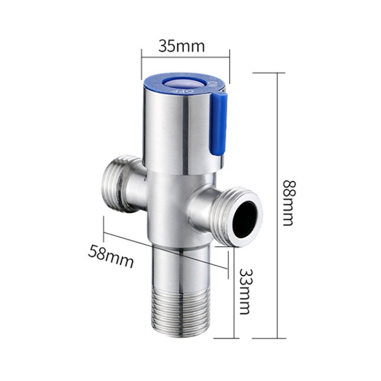 2 PCS Stainless Steel Double Outlet Angle Valve Single Handle Double Control 1 In 2 Out Electroplating Wire Drawing Angle Valve, Specification: Drawing