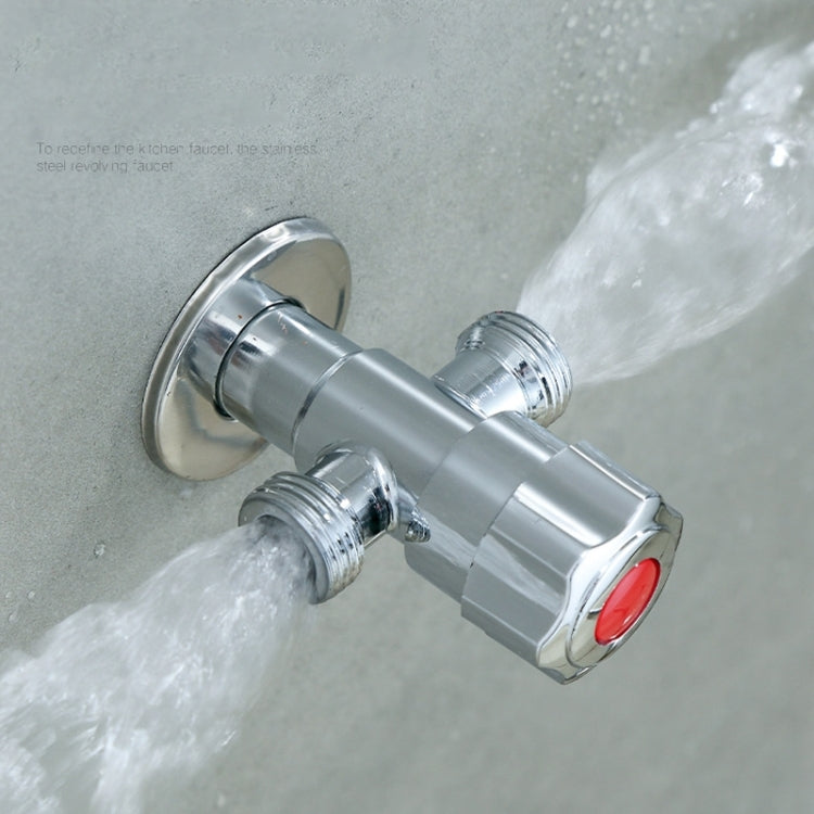 2 PCS Stainless Steel Double Outlet Angle Valve Single Handle Double Control 1 In 2 Out Electroplating Wire Drawing Angle Valve, Specification: Drawing