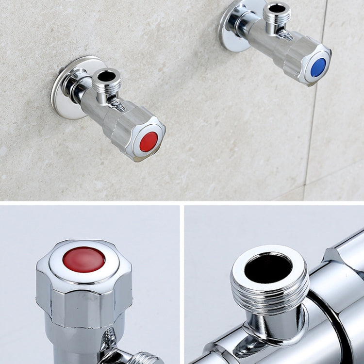 2 PCS Stainless Steel Angle Valve Single Handle Electroplating Wire Drawing Angle Valve, Specification: Three Round Plated Hot Water