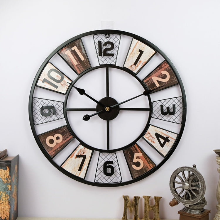 YX2023 60cm Wrought Iron Retro Living Room Decoration Round Metal Wall Clock
